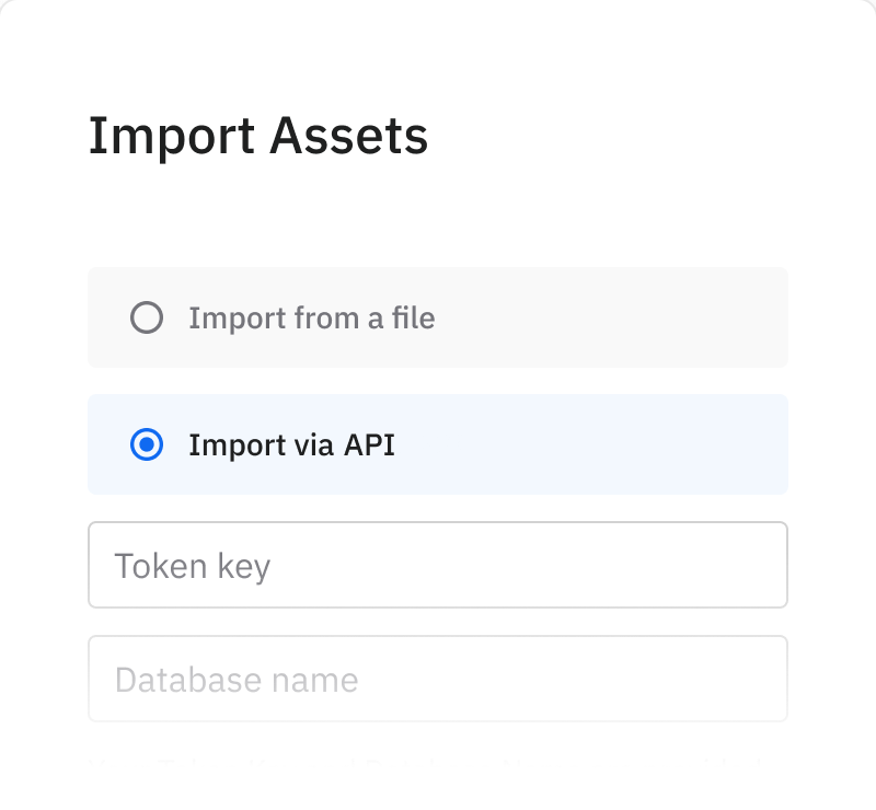 Panel that allows users to import assets